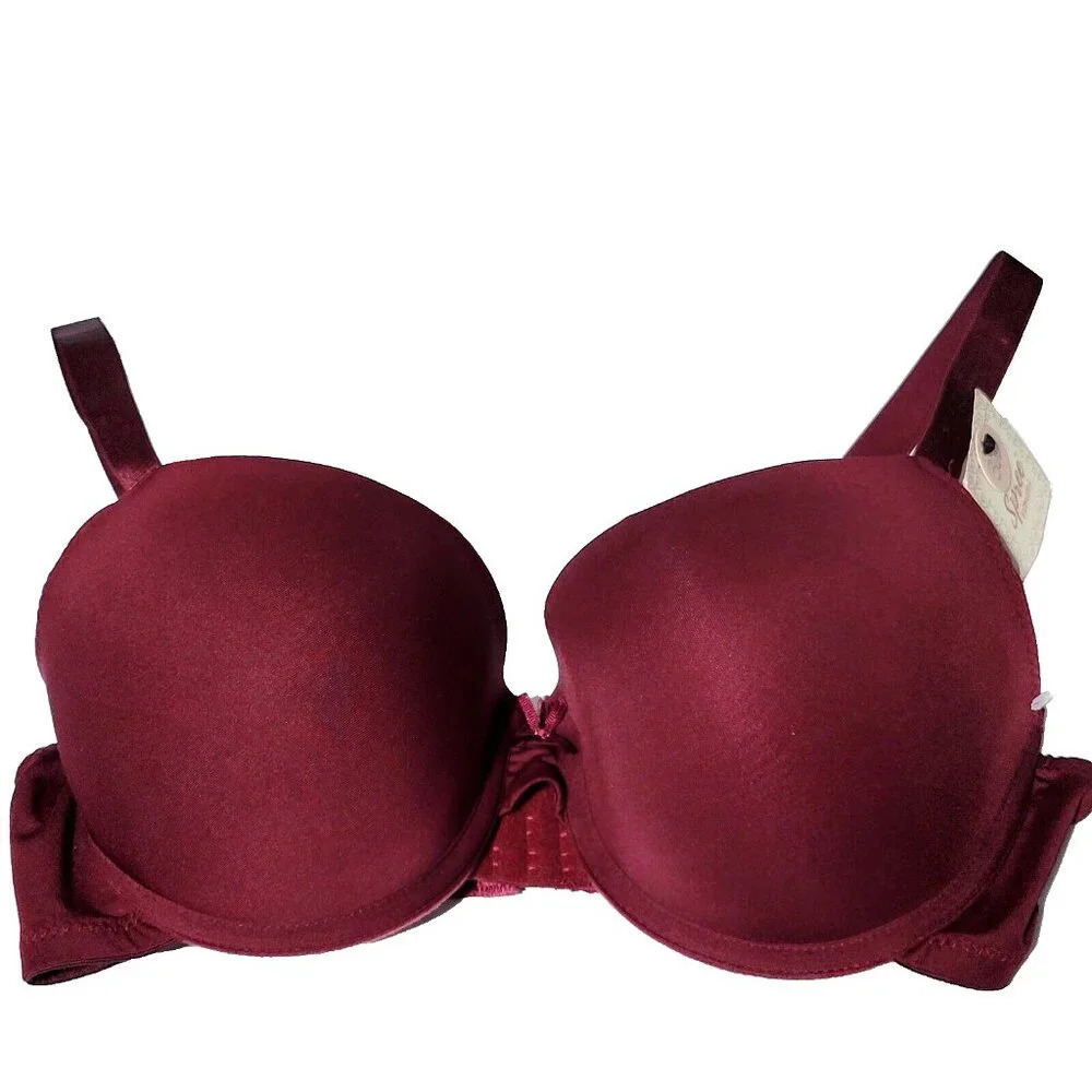 Spree Intimates Bra 36D NWT Women's Push-Up Underwire Padded Burgundy